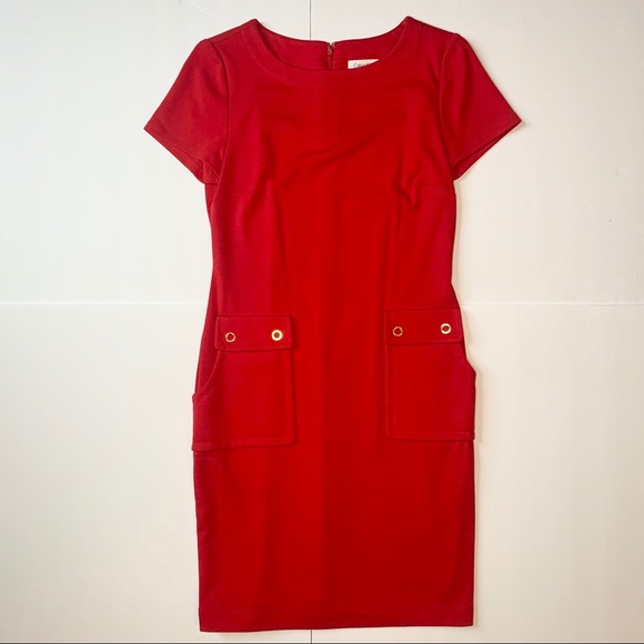 💋 Red Calvin Klein Dress - Picture 1 of 6